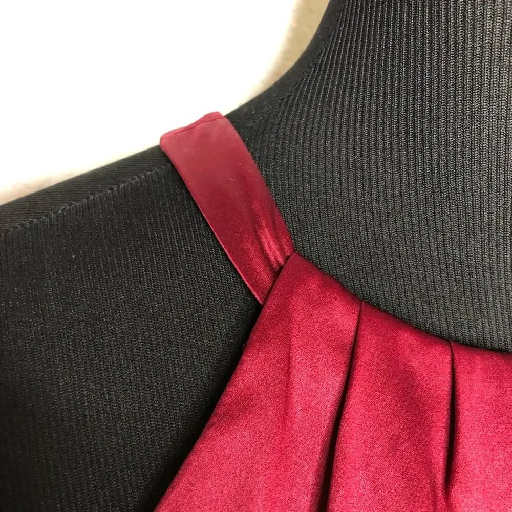 Ann Taylor red wine satin peplum sleeveless top size 4